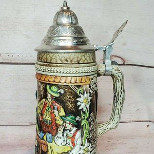 Vintage Original Gerzit Gerz Lidded Beer Stein Mug